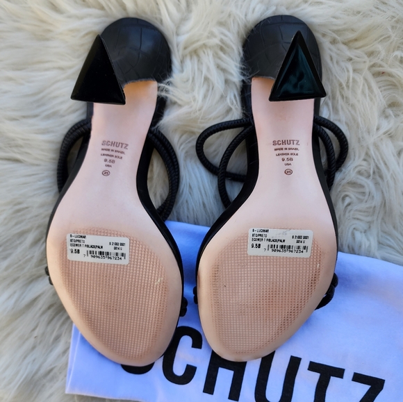 New Schutz Lucimar Strappy Heeled Sandals Black - Picture 9 of 12